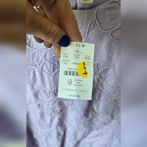 J. Crew Women's Eyelet puff-sleeve mini dress In Lavender - Picture 6 of 9